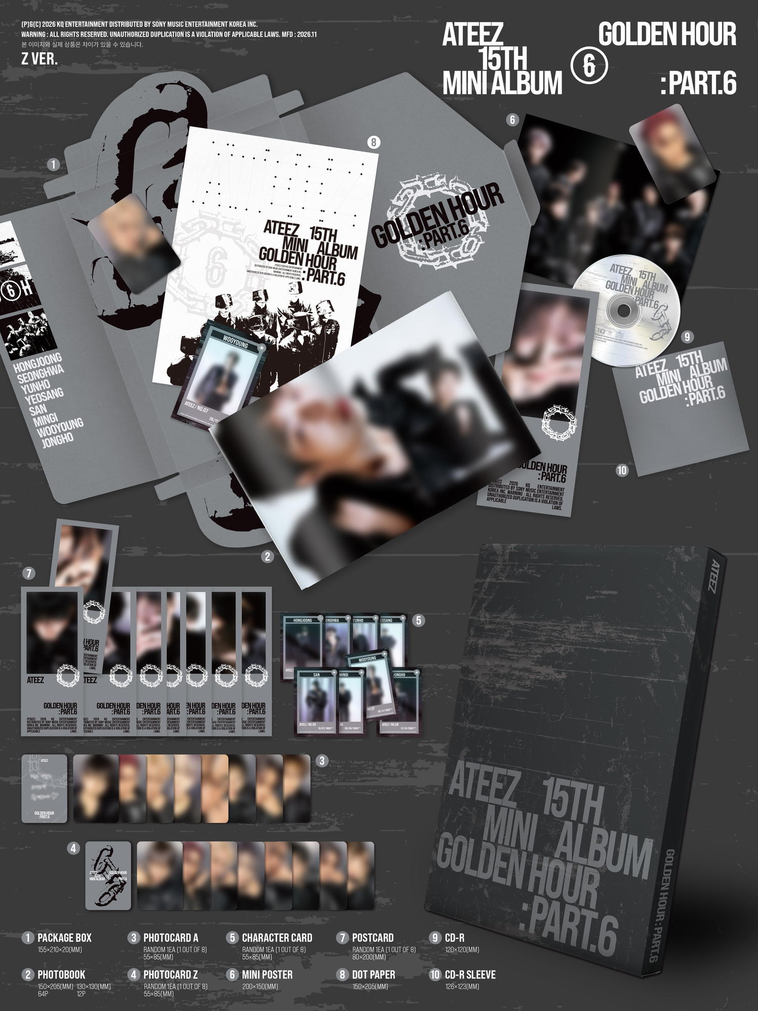 【新品未開封】【即日発送可】ATEEZ 3形態セット 18枚 A Z Diary ATEEZ - 15TH MINI ALBUM [GOLDEN HOUR : Part.6] 日本公式輸入盤販売